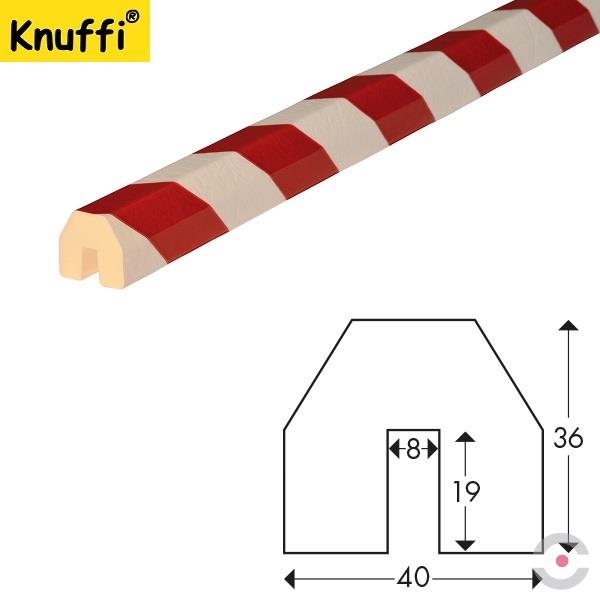 Elastyczny profil ostrzegawczo-ochronny Knuffi, typ BB, biały/czerwony, 5000 mm