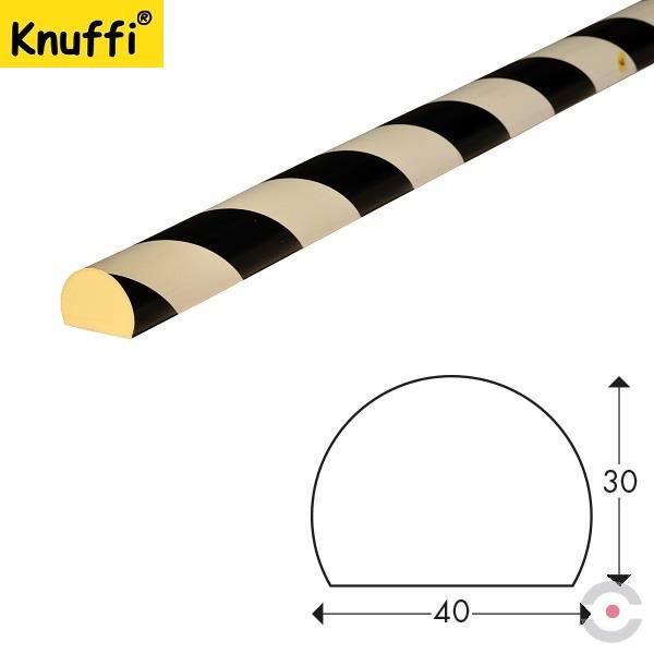 Elastyczny profil ostrzegawczo-ochronny Knuffi, typ C, czarny, fotoluminesencyjny, 1000 mm