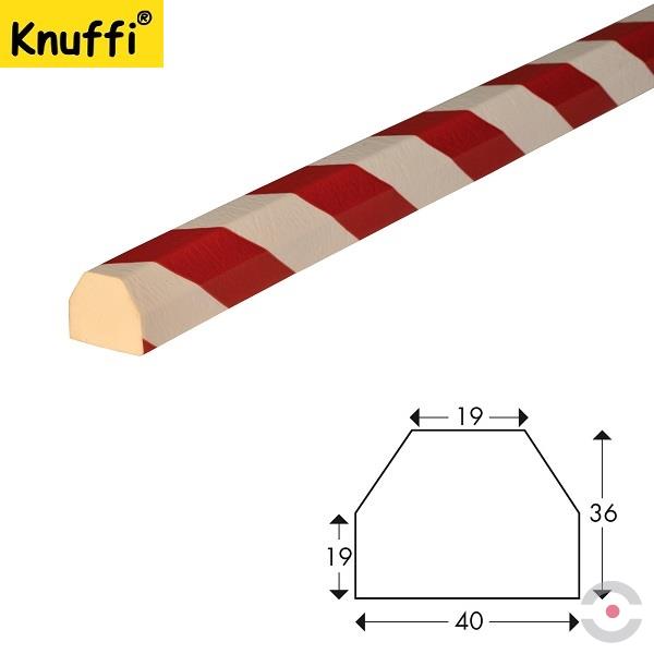 Elastyczny profil ostrzegawczo-ochronny Knuffi, typ CC, biały/czerwony, 1000 mm