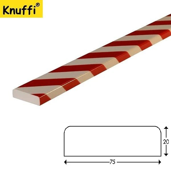 Elastyczny profil ostrzegawczo-ochronny Knuffi, typ S, biały/czerwony, 1000 mm