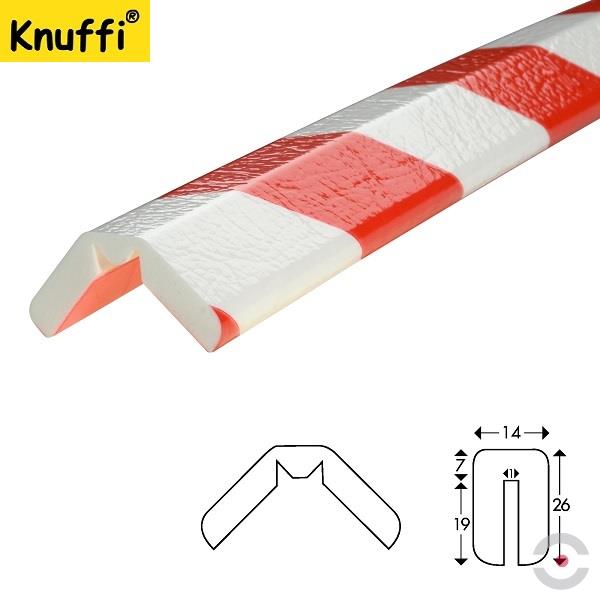 Elastyczny profil ostrzegawczo-ochronny Knuffi, typ W, biały/czerwony, 5000 mm