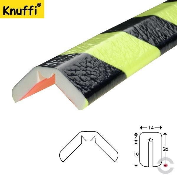 Elastyczny profil ostrzegawczo-ochronny Knuffi, typ W, neon/czarny, 5000 mm