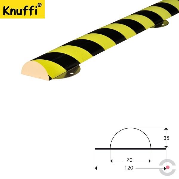 Elastyczny profil ostrzegawczo-ochronny Knuffi, typ C+, naścienny, neon/czarny, 500 mm