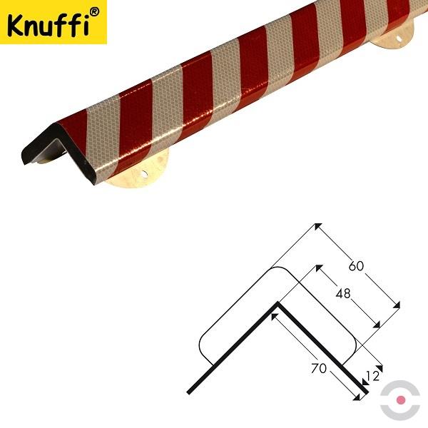 Elastyczny profil ostrzegawczo-ochronny Knuffi, typ H+, naścienny, biały/czerwony, odblaskowy, 1000 mm