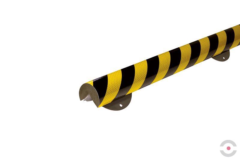 Elastyczny profil ostrzegawczo-ochronny Knuffi, typ A+, z kątownikiem, żółty/czarny, odblaskowy, 1000 mm