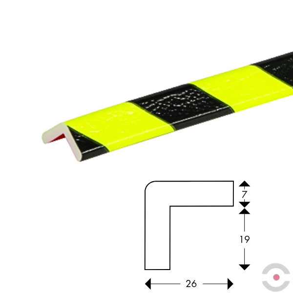 Elastyczny profil ostrzegawczo-ochronny Knuffi, typ E, magnetyczny, neon/czarny, 1000 mm