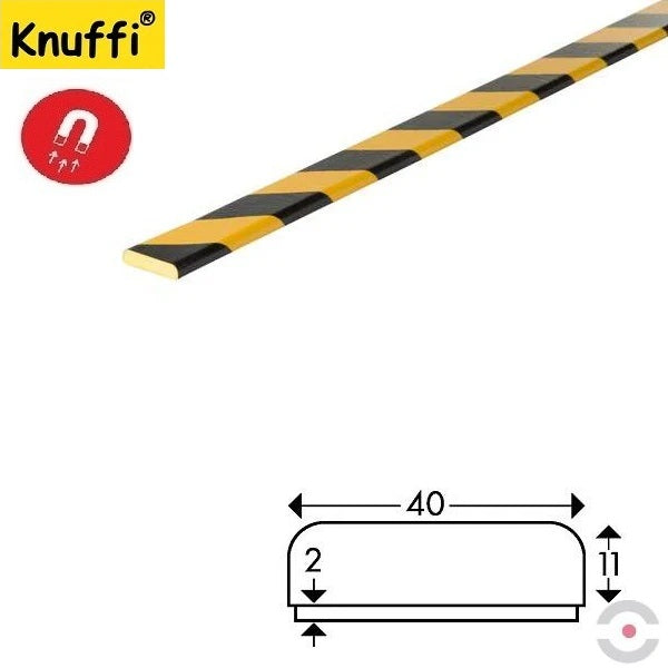 Elastyczny profil ostrzegawczo-ochronny Knuffi, typ F, magnetyczny, żółty/czarny, 1000 mm
