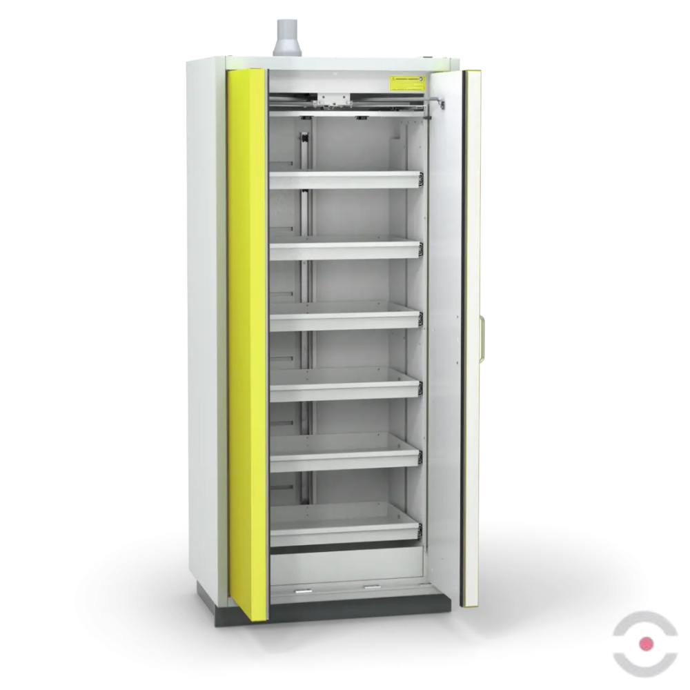 Szafa ognioodporna Topserw PRIME-90 L, 6 półek wysuwanych, drzwi CLA/O żółte, CLASSIC, 90 min