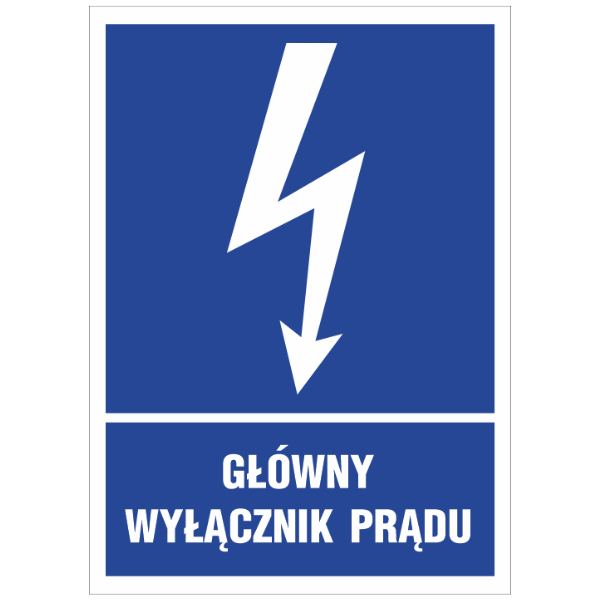 Znak elektryczny Główny wyłącznik prądu 52x74mm F (20EIA)