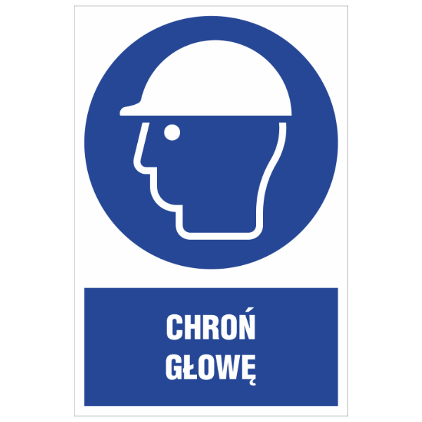 Znak BHP Chroń głowę 200x300mm P (M014/1)