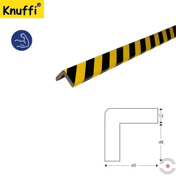 Elastyczny profil ostrzegawczo-ochronny Knuffi, typ H+, żółty/czarny, odblaskowy, 1000 mm