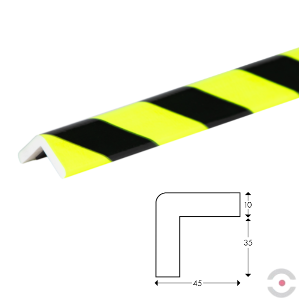Elastyczny profil ostrzegawczo-ochronny Knuffi, typ H, magnetyczny, neon/czarny, 1000 mm