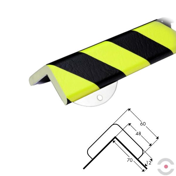 Elastyczny profil ostrzegawczo-ochronny Knuffi, typ H+, naścienny, neon/czarny, 500 mm