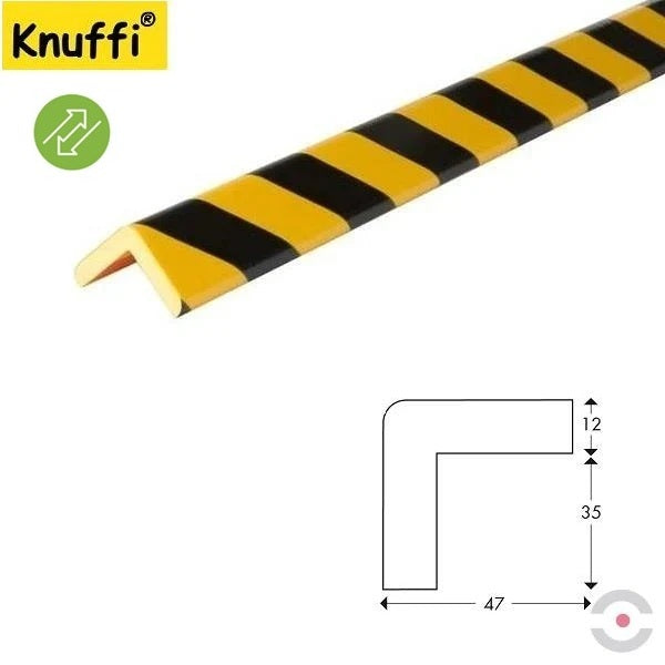Elastyczny profil ostrzegawczo-ochronny Knuffi, typ H, wielokrotny montaż, żółty/czarny, 1000 mm