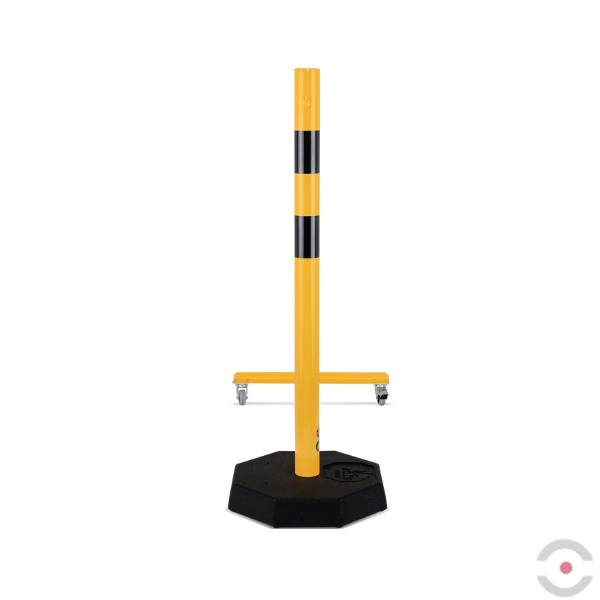 Bariera nożycowa, dł. 3600 mm, słupek przestawny śr. 60 mm, kółka, czarny/żółty