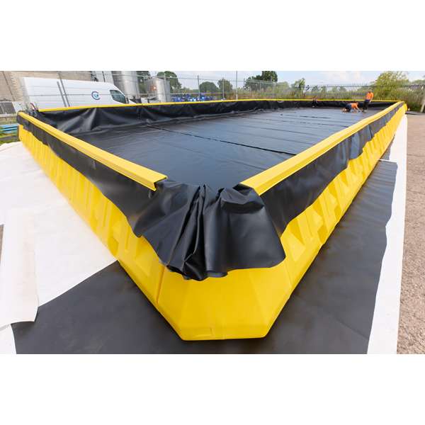 Zbiornik przeciwrozlewowy, modułowy Topserw, ściana, żółty, WALL