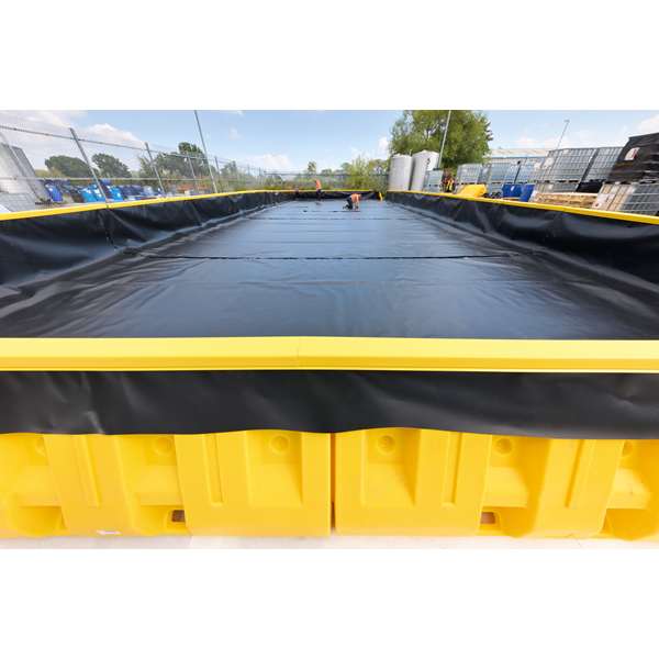 Zbiornik przeciwrozlewowy, modułowy Topserw, ściana, żółty, WALL