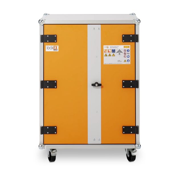 Szafa zabezpieczająca Topserw BATT M, ładowanie akumulatorów, 230V, 3 półki, 18 gniazd, kółka, Basic 8/10, (VDMA 24994)