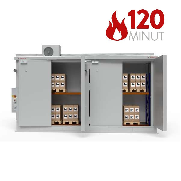 Magazyn ognioodporny Topserw BATTERY, REI120, 2 poziomy/2 segmenty, S*G*W 7000*1900*3500, 2*1000 l, 2*drzwi dwuskrzydłowe