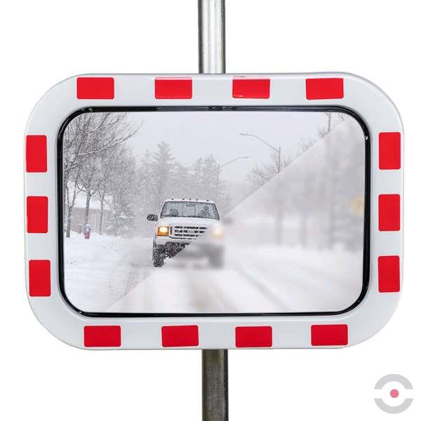 Lustro drogowe Dancop, Helsinki, inox, 40*60 cm, biało-czerwone, nieparujące