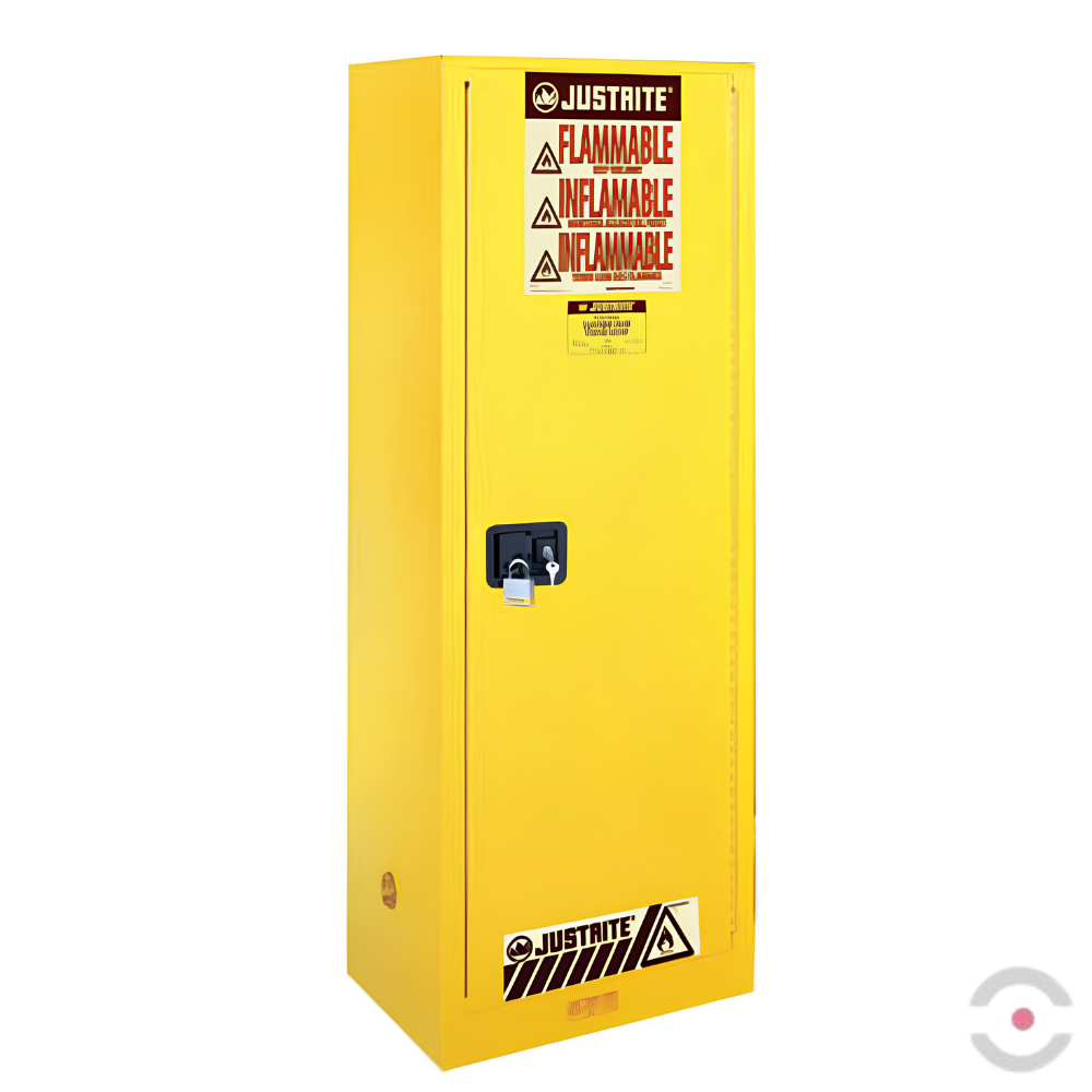 Szafa zabezpieczająca (palne) Justrite SLIM S, 204 l, 1-drzwiowa MS, 3 półki, żółty