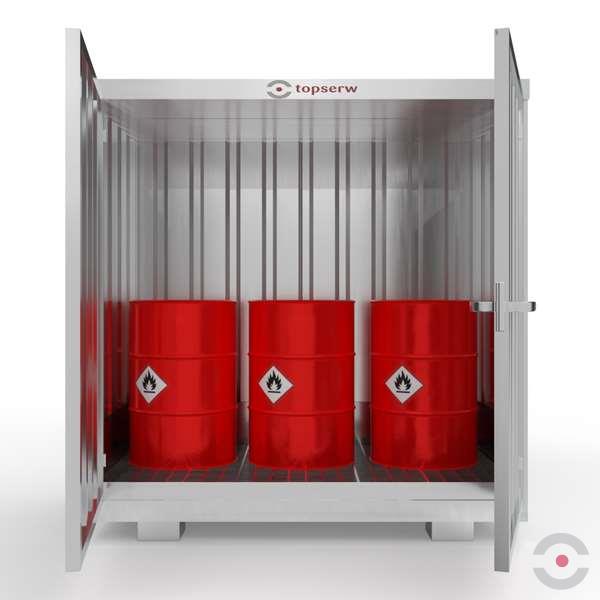 Magazyn chemiczny nieizolowany Topserw, SLH 1*2, S*G*W 2075*1075*2385 mm, 300 l, galwanizowany, jednomodułowy