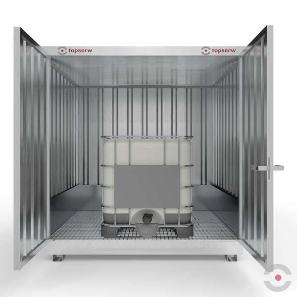 Magazyn chemiczny nieizolowany Topserw, SLH 2*2, S*G*W 2075*2075*2480 mm, 1000 l (1*KTC/IBC), galwanizowany, jednomodułowy