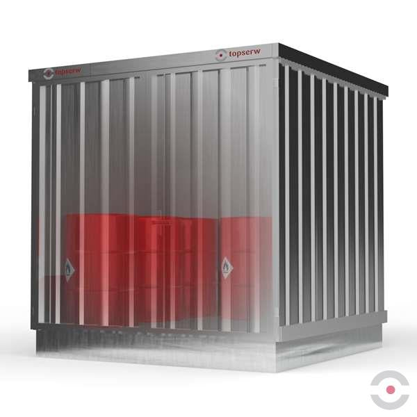 Magazyn chemiczny izolowany Topserw, SLT 2*2, S*G*W 2075*2075*2385 mm, galwanizowany, jednomodułowy