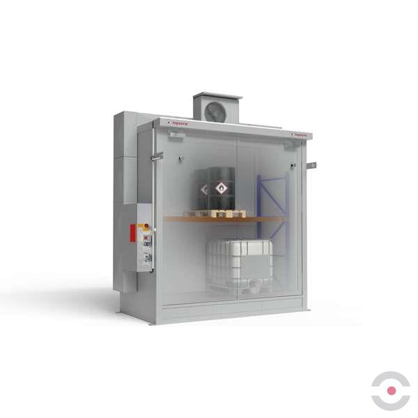 Magazyn ognioodporny Topserw, REI120, 2 poziomy/1 segment, 4*1000 l KTC/IBC, 1*1000 l, 1*drzwi dwuskrzydłowe