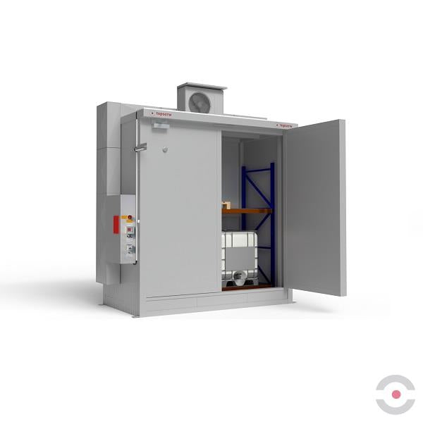 Magazyn ognioodporny Topserw, REI120, 2 poziomy/1 segment, 4*1000 l KTC/IBC, 1*1000 l, 1*drzwi dwuskrzydłowe