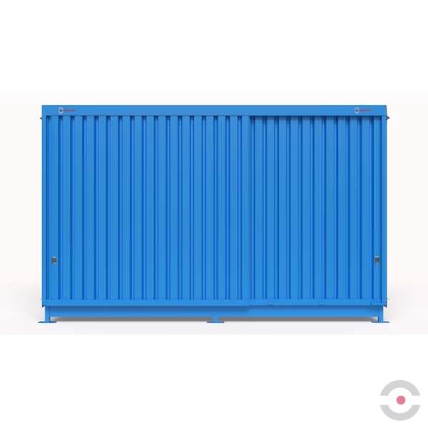 Magazyn substancji niebezpiecznych nieizolowany Topserw, WSC 2 poziomy/2 segmenty, 8*1000 l KTC/IBC, jednostronny, 1*drzwi przesuwne, dwumodułowy