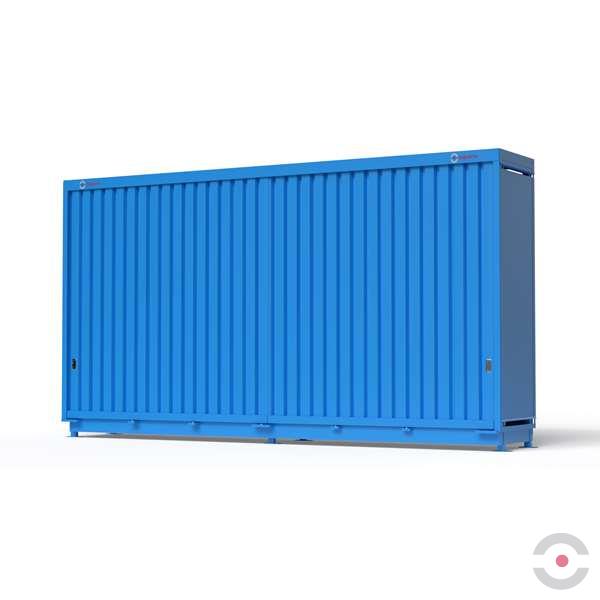 Magazyn substancji niebezpiecznych nieizolowany Topserw, WSC 3 poziomy/2 segmenty, 72*200 l beczka/paleta, jednostronny, 1*drzwi przesuwne, dwumodułowy