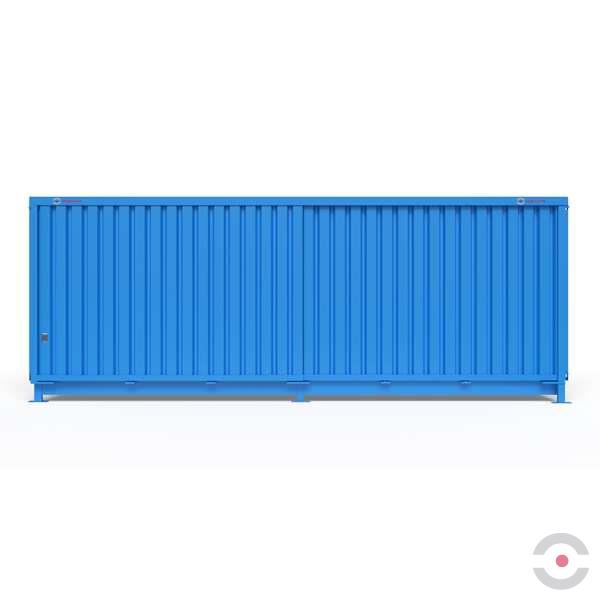 Magazyn substancji niebezpiecznych nieizolowany Topserw, WSC 2 poziomy/2 segmenty, 48*200 l beczka/paleta, jednostronny, 1*drzwi przesuwne, dwumodułowy