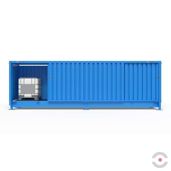 Magazyn substancji niebezpiecznych nieizolowany Topserw, WSC 1 poziom/2 segmenty, 6*1000 l KTC/IBC, jednostronny, 1*drzwi przesuwne, dwumodułowy