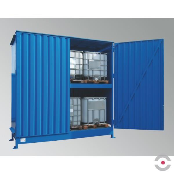Magazyn substancji niebezpiecznych nieizolowany Topserw, WSC 2 poziomy, 6*1000 l KTC/IBC, jednostronny, 1*drzwi dwuskrzydłowe, jednomodułowy