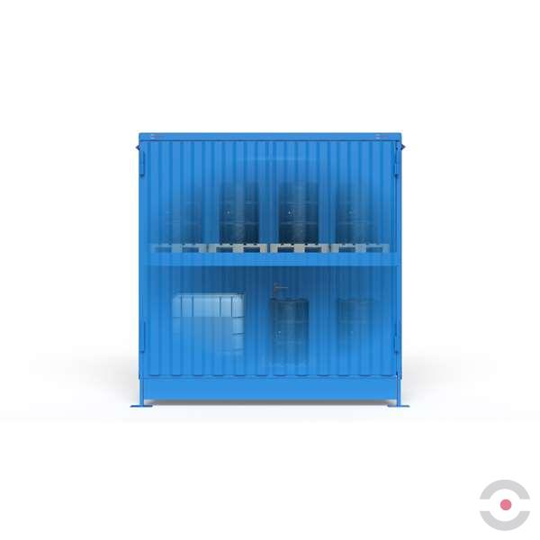 Magazyn substancji niebezpiecznych nieizolowany Topserw, WSC 2 poziomy, 6*1000 l KTC/IBC, jednostronny, 1*drzwi dwuskrzydłowe, jednomodułowy