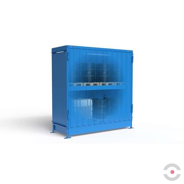 Magazyn substancji niebezpiecznych nieizolowany Topserw, WSC 2 poziomy, 6*1000 l KTC/IBC, jednostronny, 1*drzwi dwuskrzydłowe, jednomodułowy