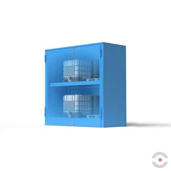 Magazyn substancji niebezpiecznych izolowany Topserw, WSC 2 poziomy, 4*1000 l KTC/IBC, 1*drzwi dwuskrzydłowe, jednomodułowy