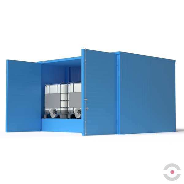 Magazyn substancji niebezpiecznych izolowany Topserw, WSC 1 poziom, 6*1000 l KTC/IBC, dwustronny, 2*drzwi dwuskrzydłowe, jednomodułowy