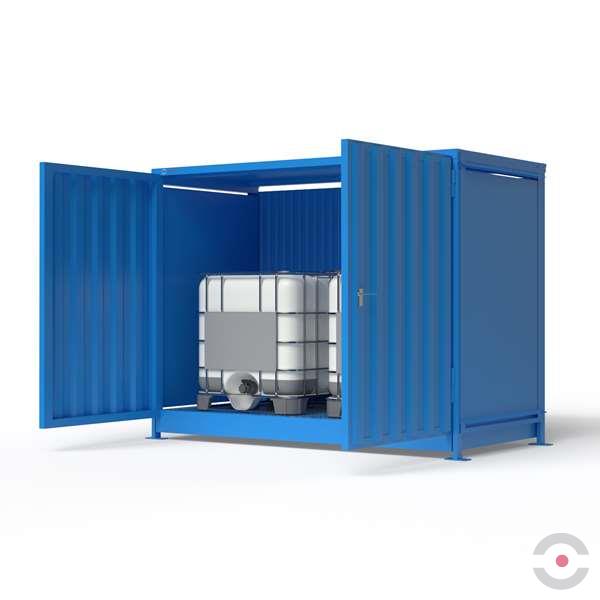 Magazyn substancji niebezpiecznych nieizolowany Topserw, WSC 1 poziom, 2*1000 l KTC/IBC, jednostronny, 1*drzwi dwuskrzydłowe, jednomodułowy