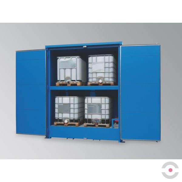 Magazyn substancji niebezpiecznych izolowany Topserw, WSC 2 poziomy, 24*200 l beczka/paleta, 1*drzwi dwuskrzydłowe, jednomodułowy