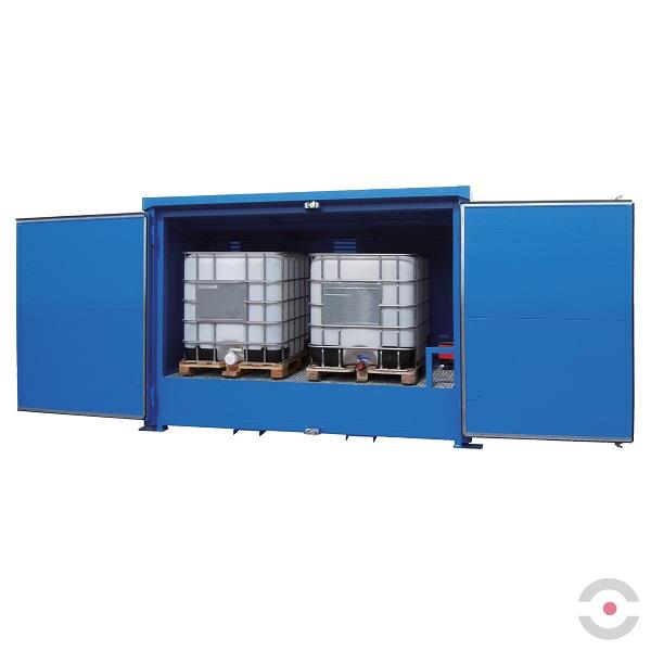 Magazyn substancji niebezpiecznych izolowany Topserw, WSC 1 poziom, 12*200 l beczka/paleta, jednostronny, 1*drzwi dwuskrzydłowe, dwumodułowy