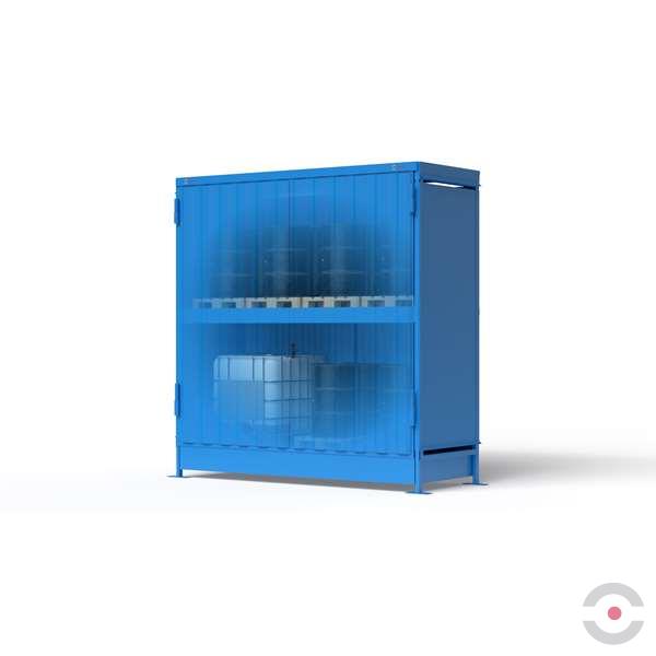 Magazyn substancji niebezpiecznych nieizolowany Topserw, WSC 2 poziomy, 6*1000 l KTC/IBC, jednostronny, 1*drzwi dwuskrzydłowe, jednomodułowy