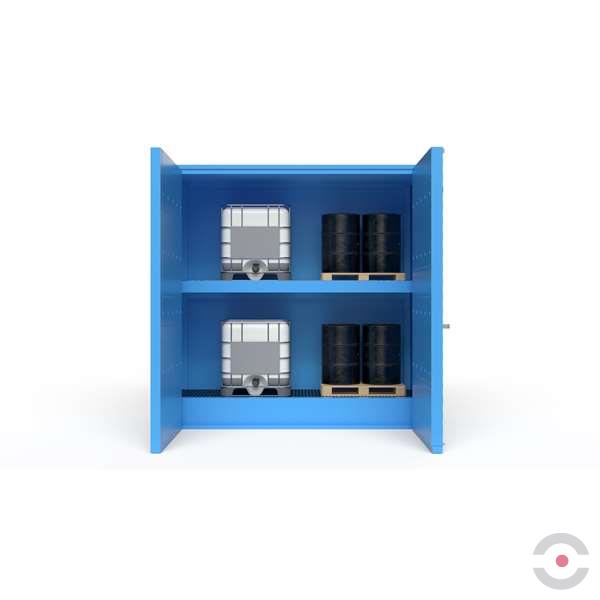 Magazyn substancji niebezpiecznych izolowany Topserw, WSC 2 poziomy, 6*1000 l KTC/IBC, 1* drzwi dwuskrzydłowe, jednomodułowy