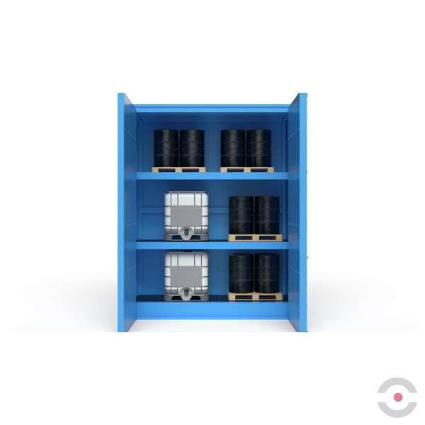 Magazyn substancji niebezpiecznych izolowany Topserw, WSC 3 poziomy, 36*200 l beczka/paleta, 1*drzwi dwuskrzydłowe, jednomodułowy