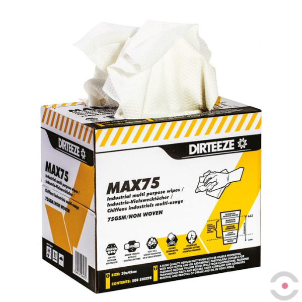 Ściereczka czyszcząca, włókninowa DIRTEEZE MAX75, 30*42 cm, pudełko dozujące, 200 szt.