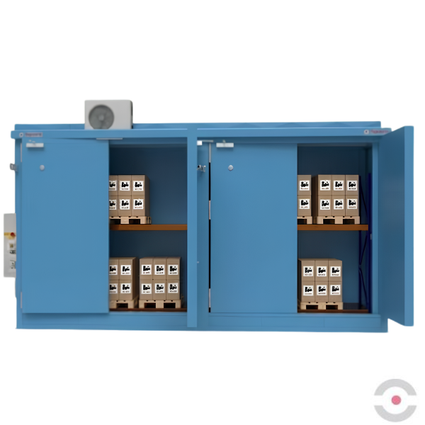 Magazyn ognioodporny Topserw BATTERY, REI120, 2 poziomy/2 segmenty, S*G*W 7000*1900*3500, 2*1000 l, 2*drzwi dwuskrzydłowe