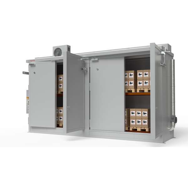 Magazyn ognioodporny Topserw BATTERY, REI120, 2 poziomy/2 segmenty, S*G*W 7000*1900*3500, 2*1000 l, 2*drzwi dwuskrzydłowe