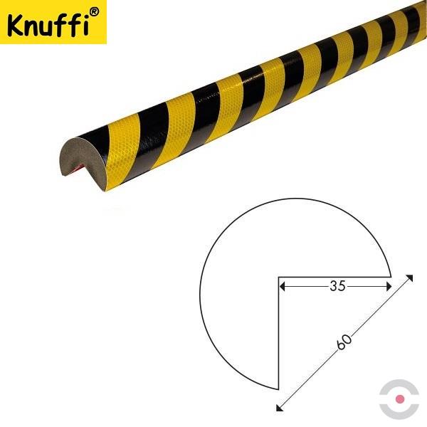 Elastyczny profil ostrzegawczo-ochronny Knuffi, typ A+, żółty/czarny, odblaskowy, 1000 mm