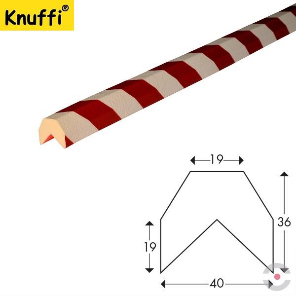 Elastyczny profil ostrzegawczo-ochronny Knuffi, typ AA, biały/czerwony, 1000 mm